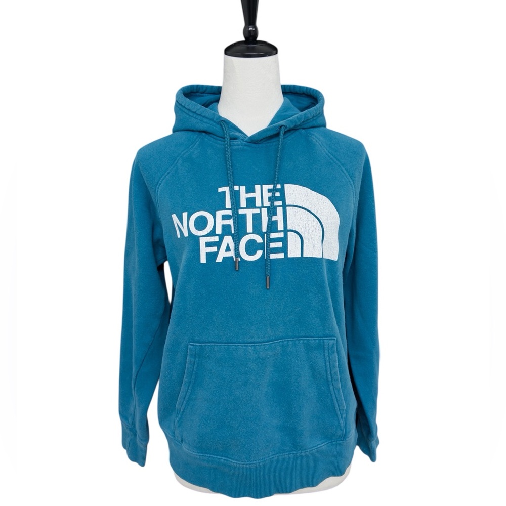 The North Face Women’s Pullover Hoodie Teal Blue Size Small Logo Sweatshirt